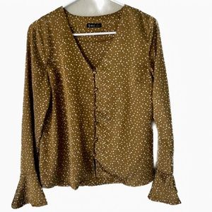 Very J Polka Dot Button Down Top Sz M